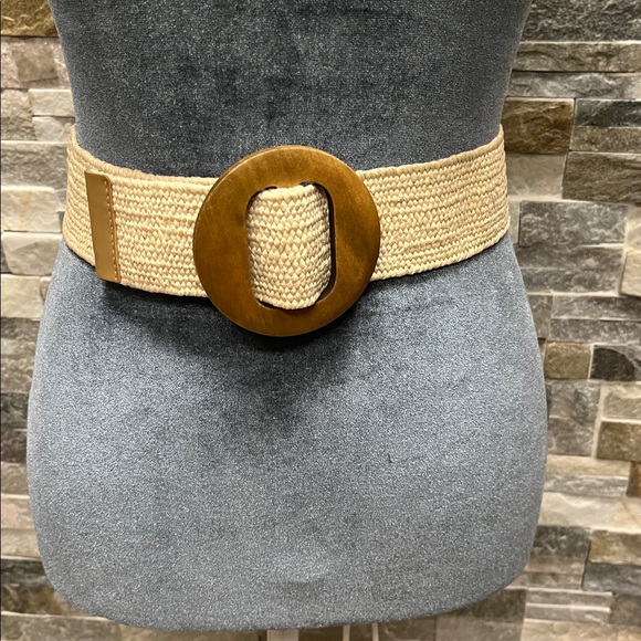 French Connection Beige Woven Belt elastic - Picture 1 of 9